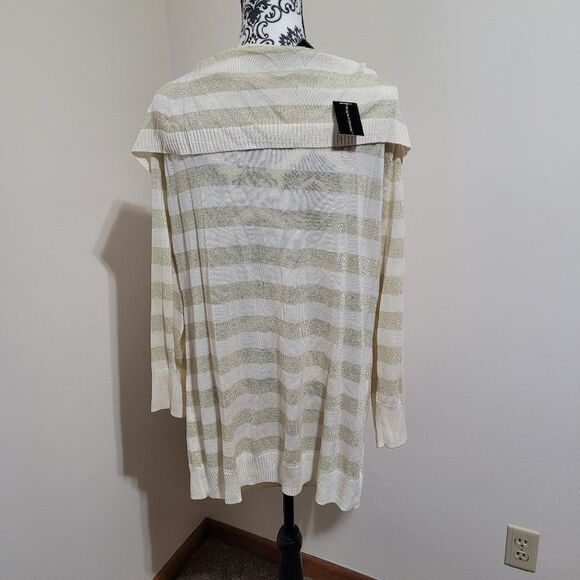 NWT Ashley Stewart Elegant Cream Striped Women's Sweater - Picture 3 of 8